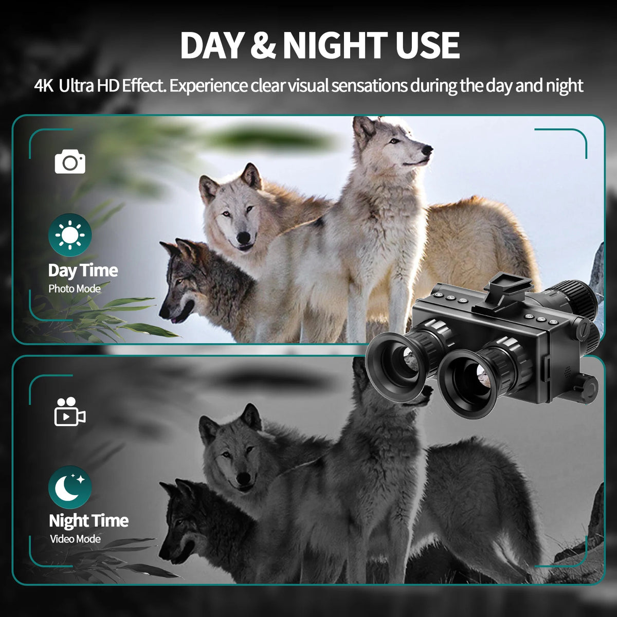 Infrared Night Vision Binoculars With Tactical Light and Head Mount Support