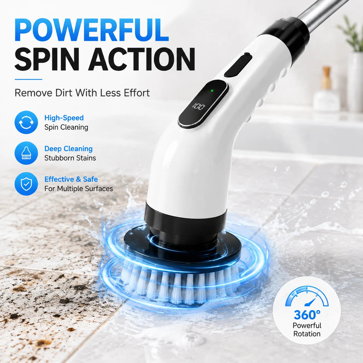 Cordless Electric Spin Scrubber With Nine Attachments For Home Use