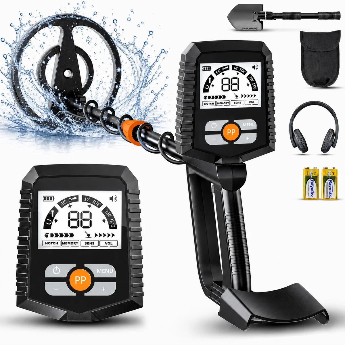 SUNPOW Professional Waterproof Metal Detector With Pinpoint Gold Detection Modes