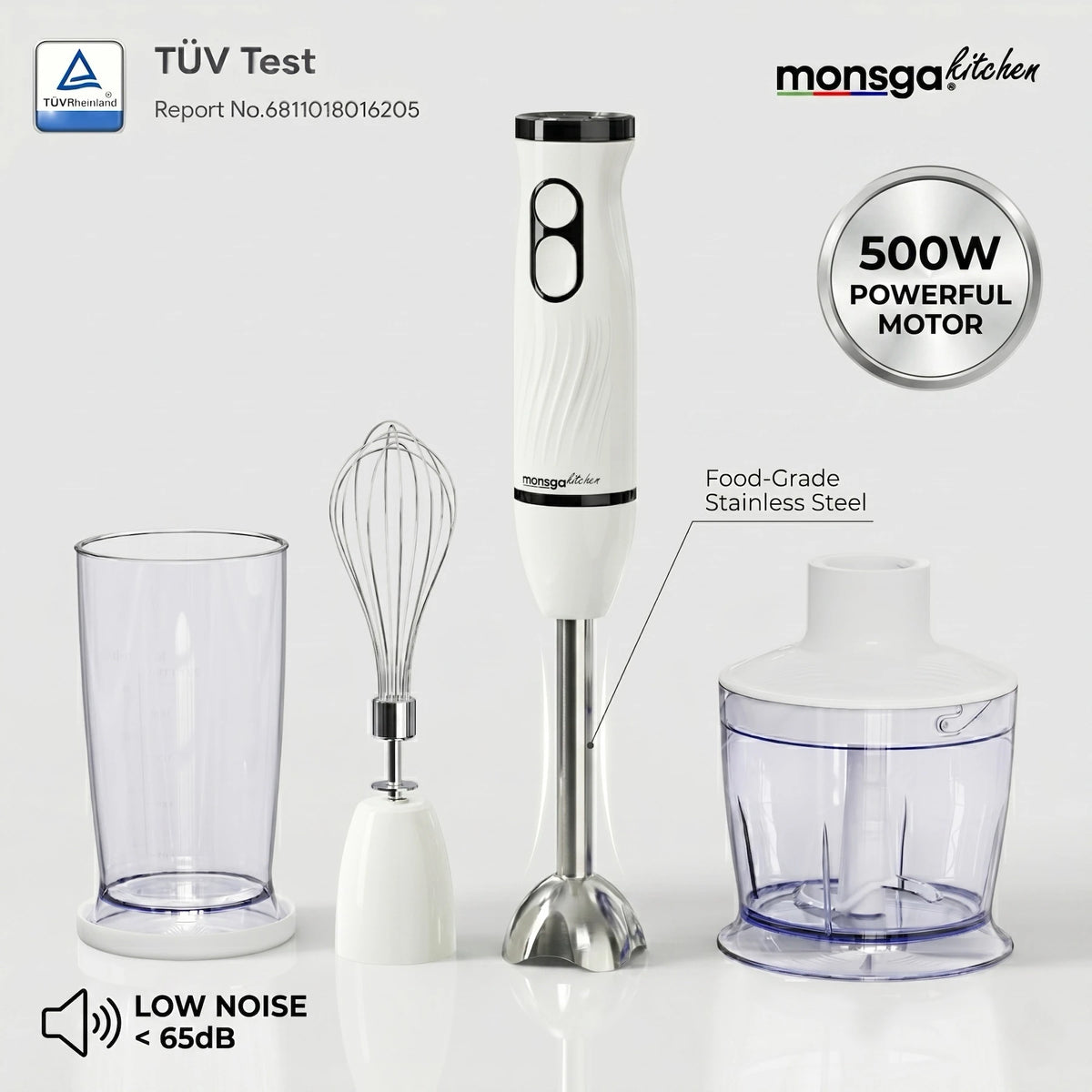 MONSGA Multifunctional Immersion Hand Blender With Chopper And Whisk