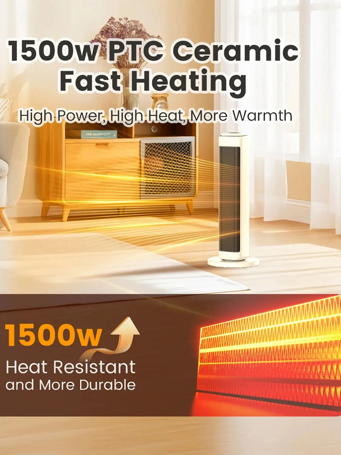 Airmate Ceramic Tower Space Heater With Thermostat And Remote