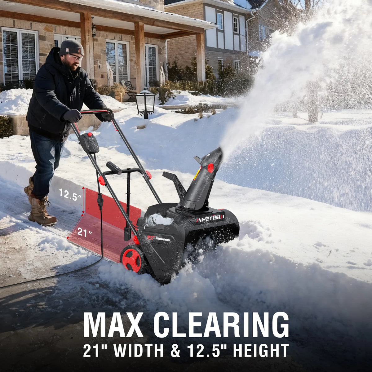 PowerSmart Electric Snow Blower With LED Light And Rotating Chute