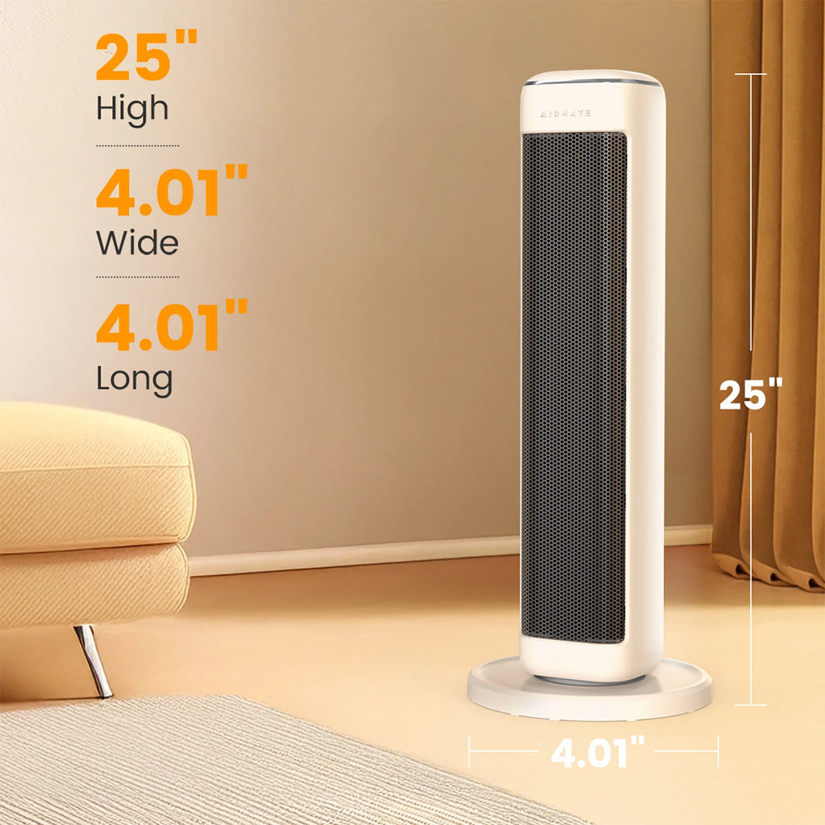 Airmate Ceramic Tower Space Heater With Thermostat And Remote