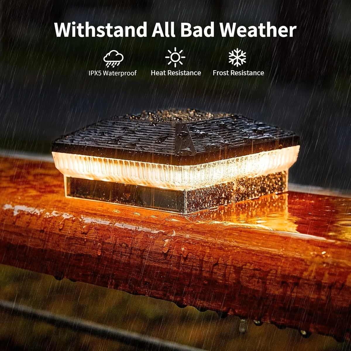 Outdoor Solar Post Lights With LED Illumination And 3 Modes