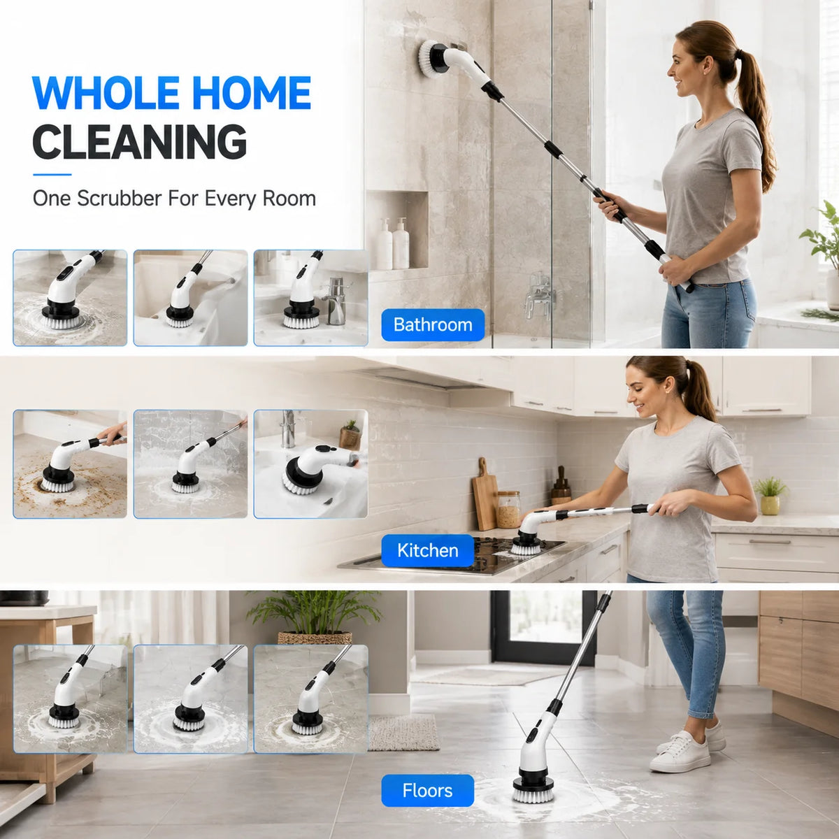 Cordless Electric Spin Scrubber With Nine Attachments For Home Use