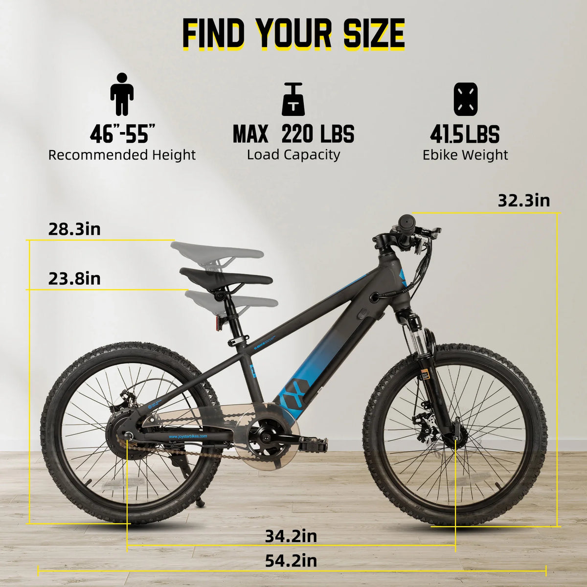 JOYSTAR Kids Electric Mountain Bike With Removable Battery Disc Brakes