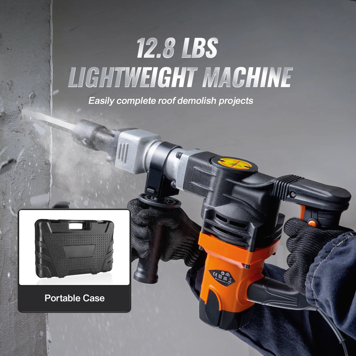 SucceBuy 1400W Electric Demolition Jack Hammer With Chisels Bits