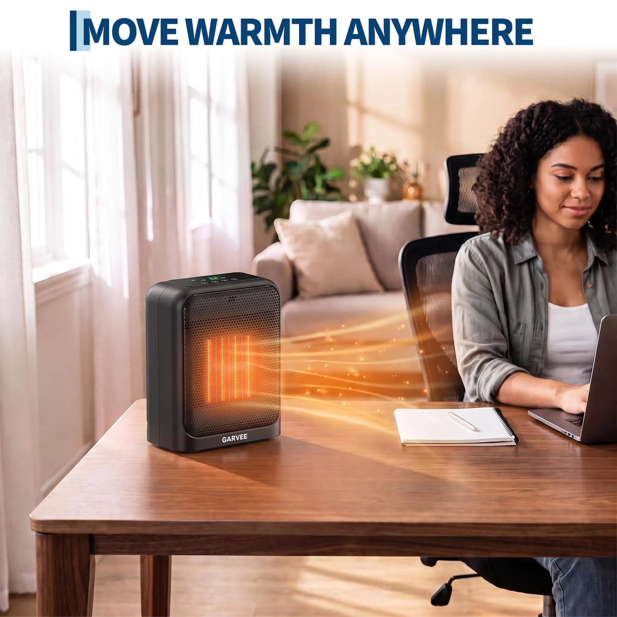 HiMISS Portable Ceramic Space Heater With Adjustable Thermostat