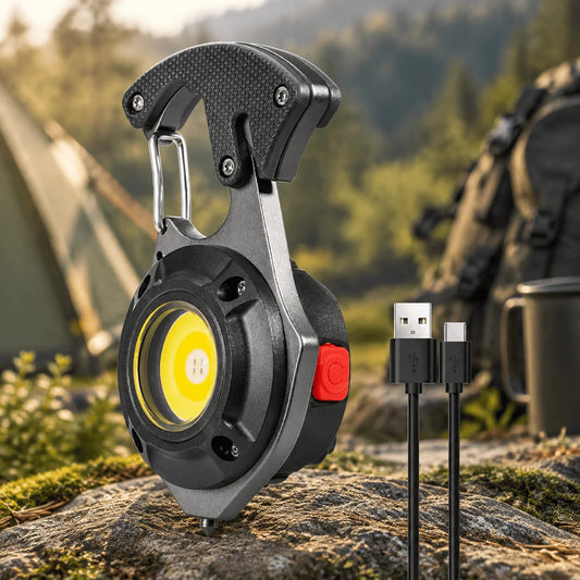 STONEGO Rechargeable COB LED Keychain Flashlight With Magnet And Tools