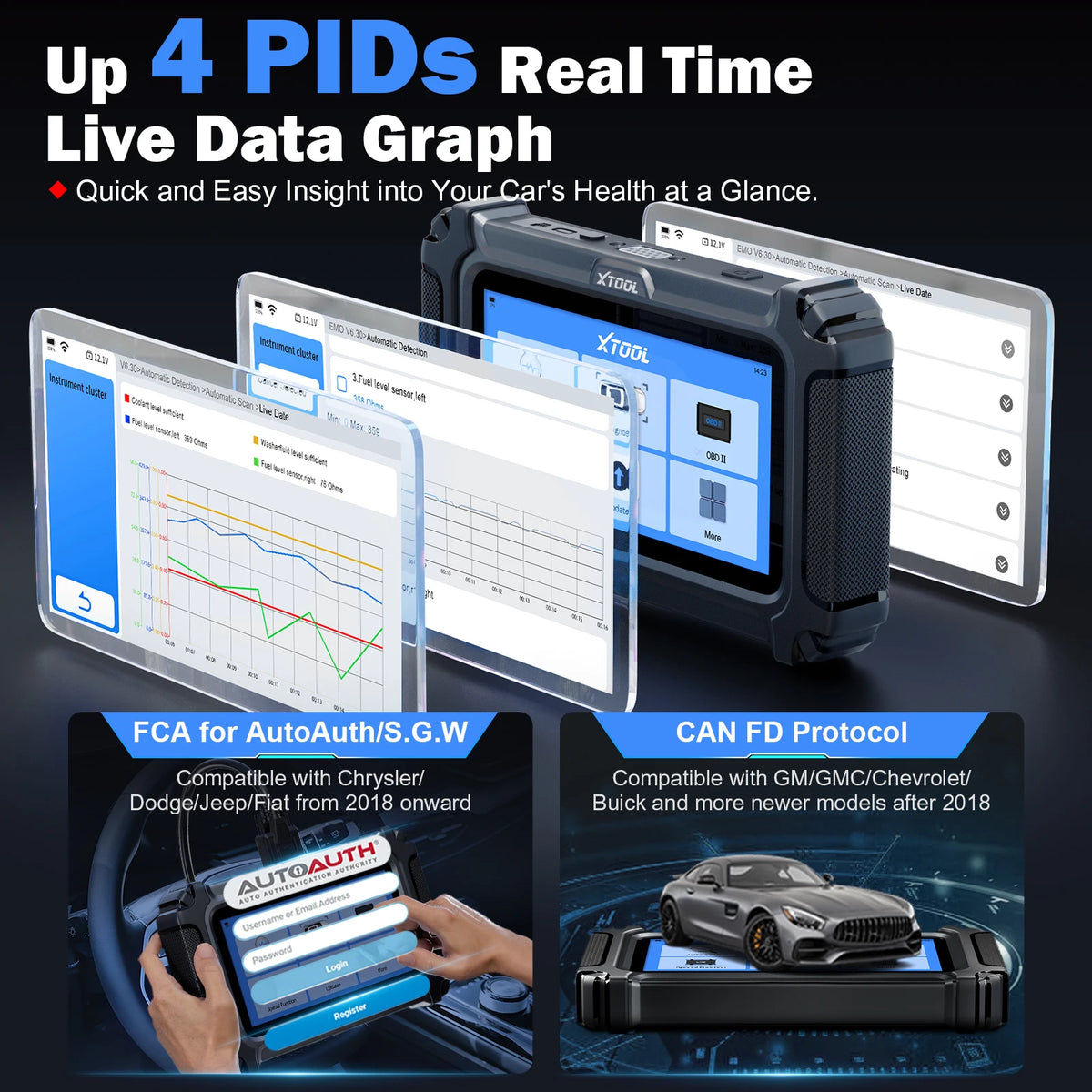 XTOOL D5S OBD2 Scanner Five System Diagnostics and Reset