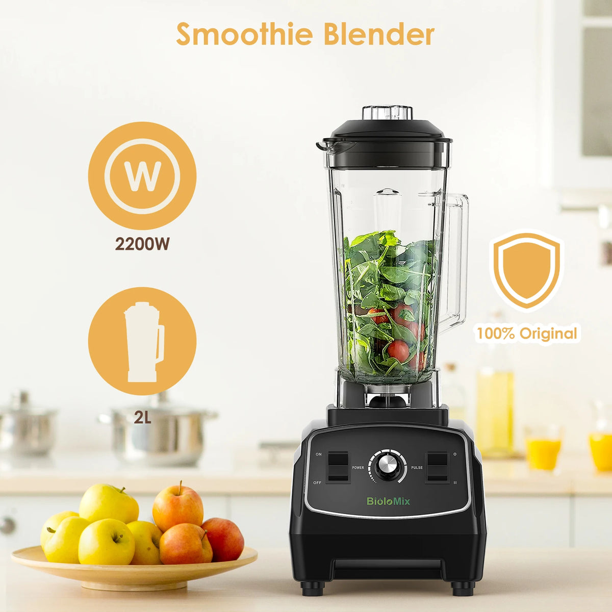 Biolomix Heavy Duty Commercial Blender for Smoothies and Food Prep