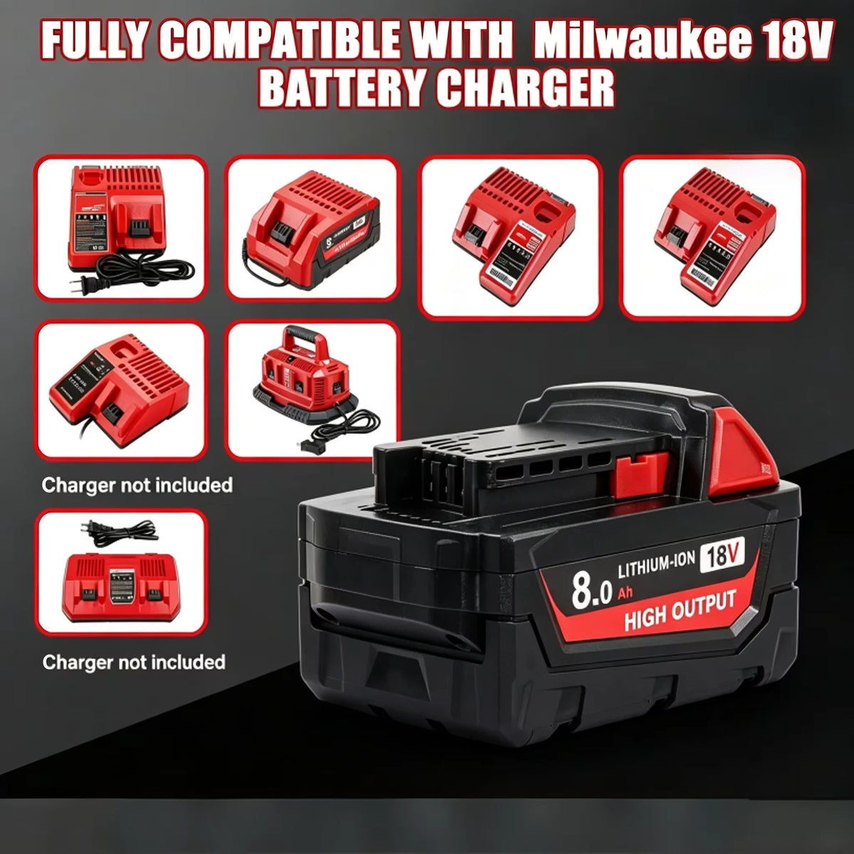 Milwaukee M18 Compatible Li-Ion Replacement Battery Pack For Power Tools