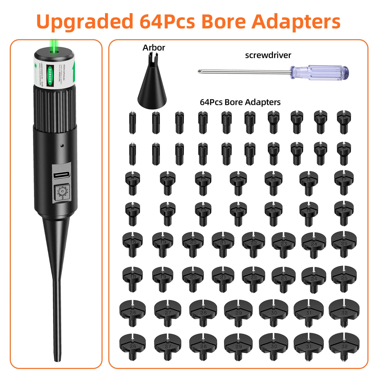 Universal Rechargeable Laser Bore Sighting Kit With Adapters Storage Case