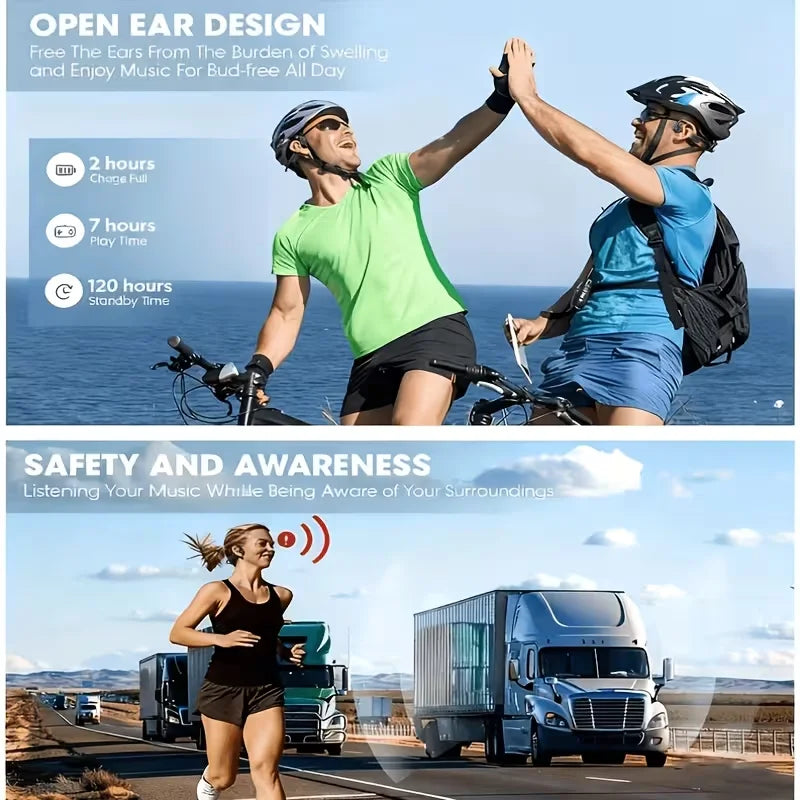 Open Ear Bone Conduction Wireless Sports Headphones With Microphone