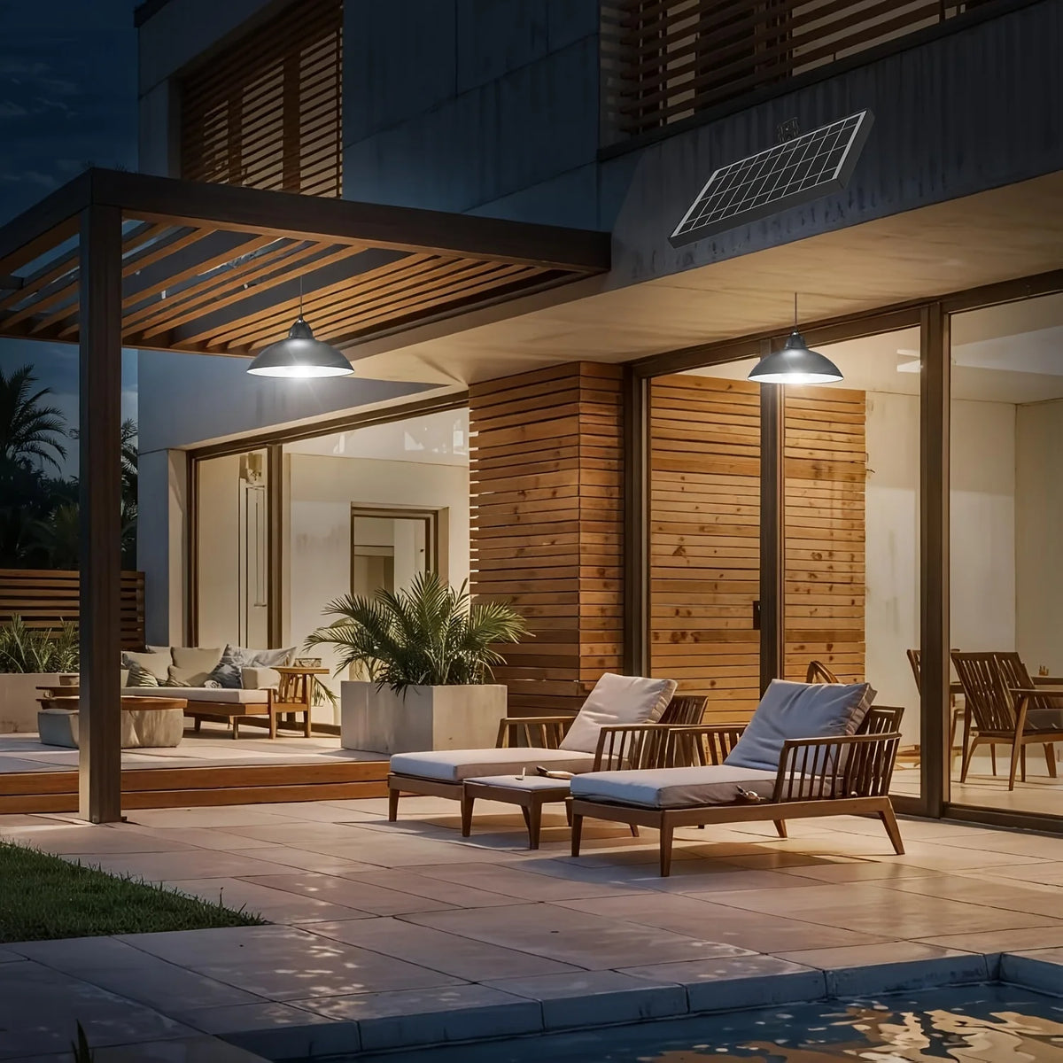 Efficient Solar Dual Head Shed Light Featuring Automatic Sensor Control