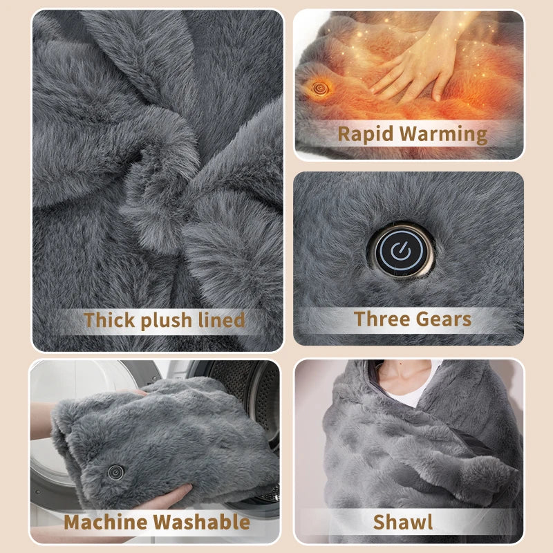 Portable USB Electric Flannel Throw With Three Temperature Settings