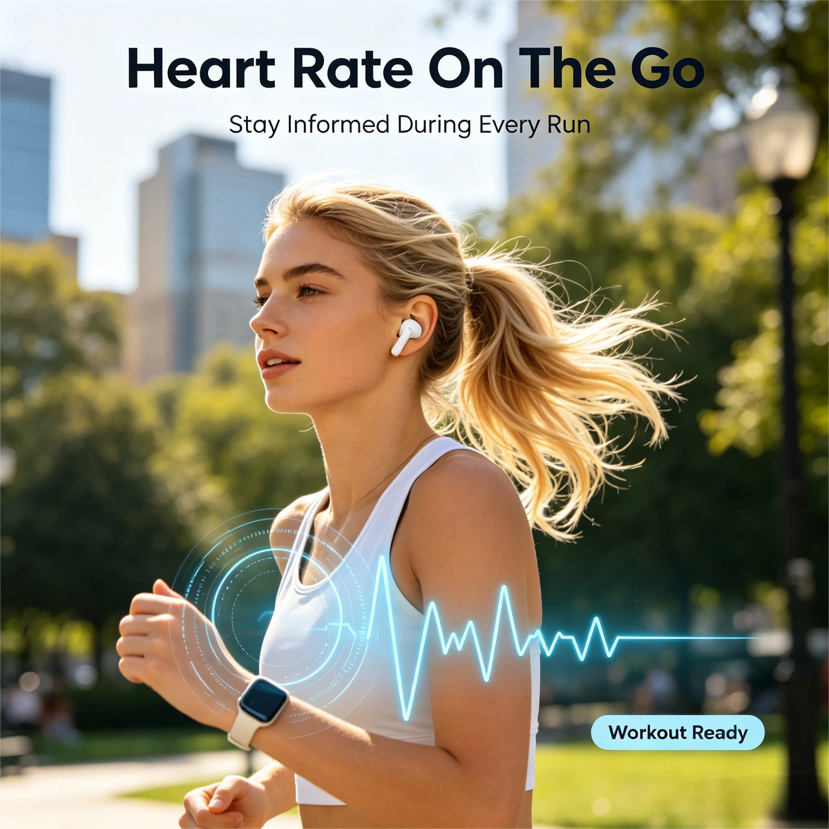 ZZLOVE Wireless Heart Rate Monitor Bluetooth Noise Cancelling Earbuds