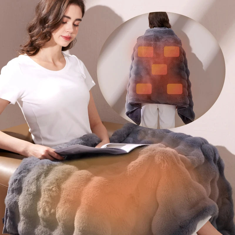 Portable USB Electric Flannel Throw With Three Temperature Settings