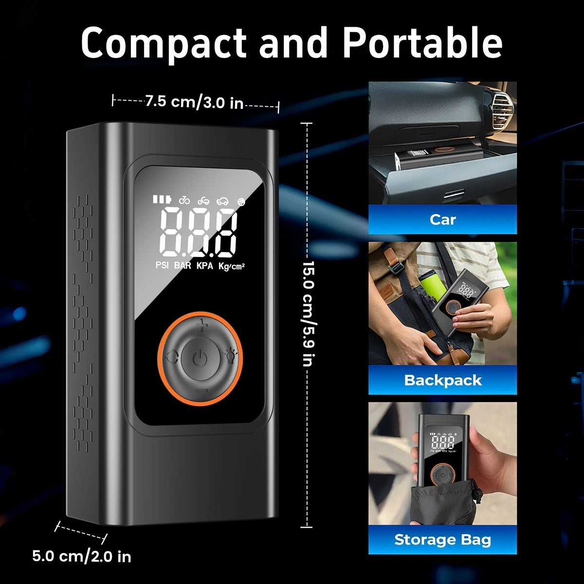 STSCELZ Cordless Tire Inflator With Digital Pressure Gauge