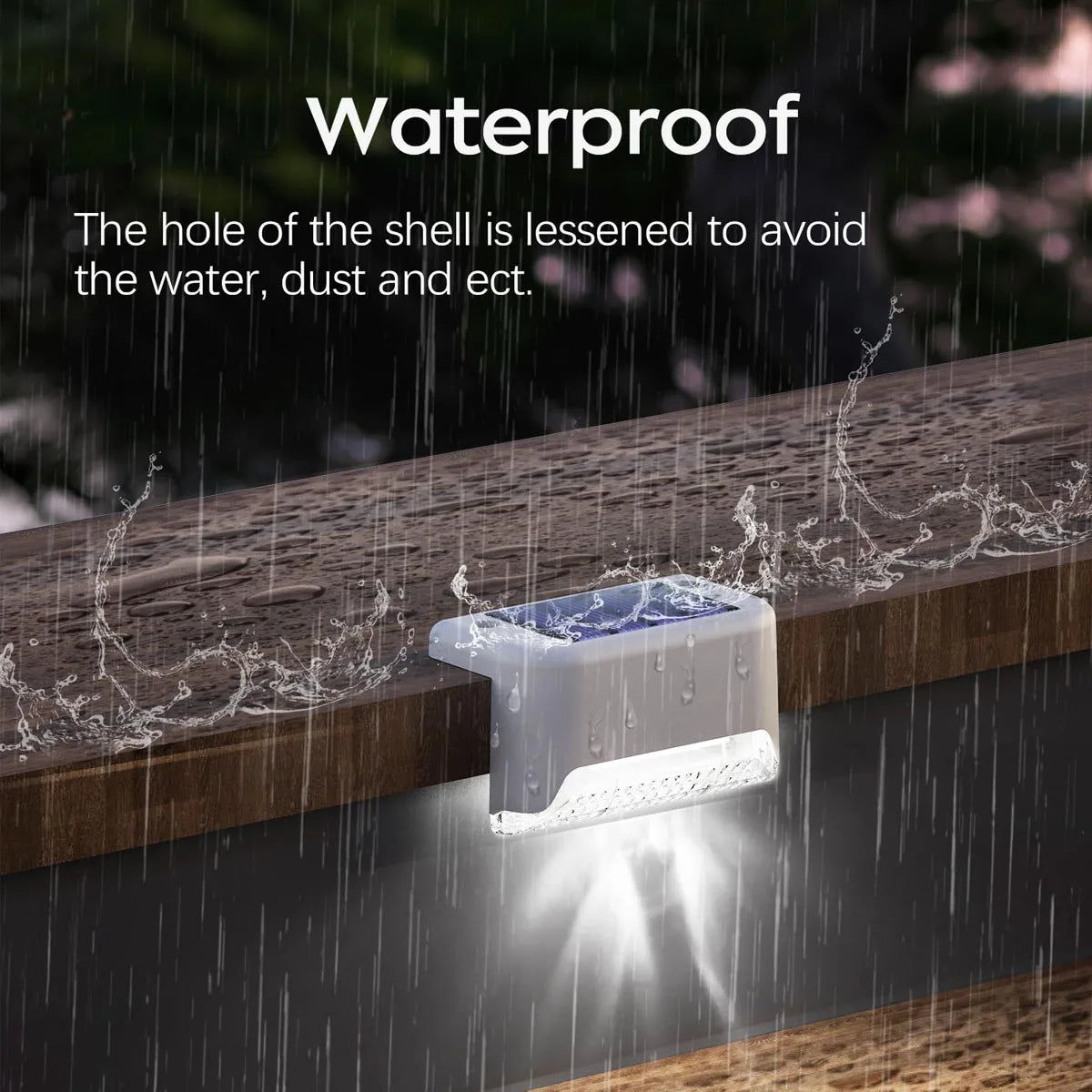 Solar Powered Deck Step Lights Outdoor Waterproof LED Stair Lighting
