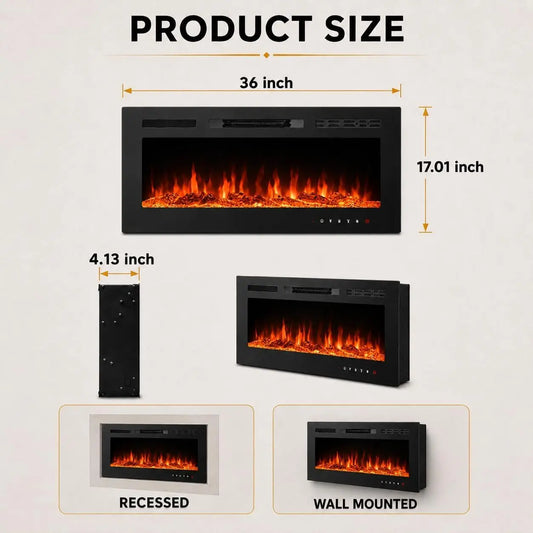 Tacleekii Wall Mounted Electric Fireplace With Remote Control