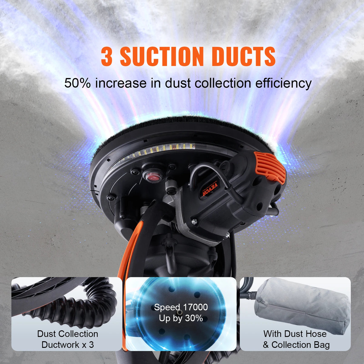 SucceBuy Electric Drywall Sander With Variable Speed And Self Suction Handle