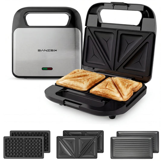 CACHOO 3 In 1 Sandwich Maker Panini Press Waffle Iron