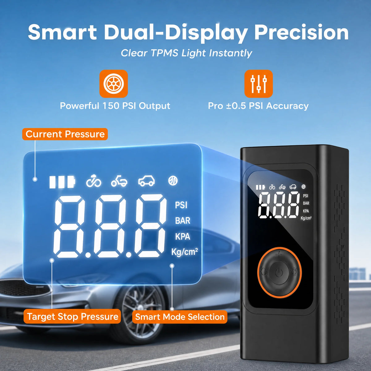 STSCELZ Cordless Tire Inflator With Digital Pressure Gauge