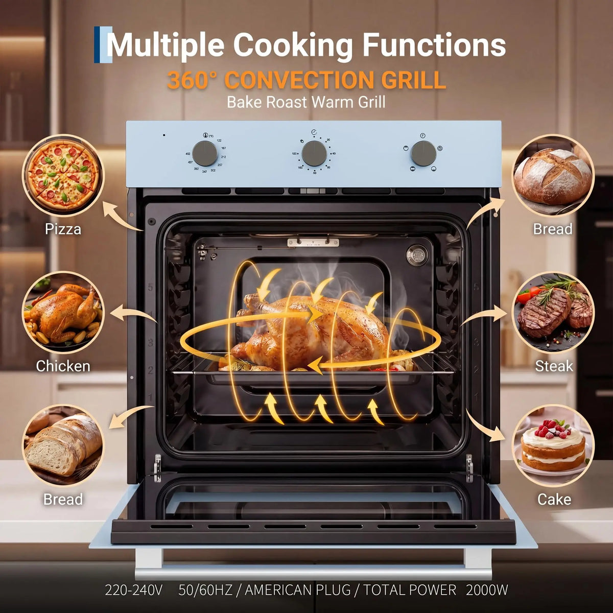 Built In Electric Wall Oven With Four Cooking Functions