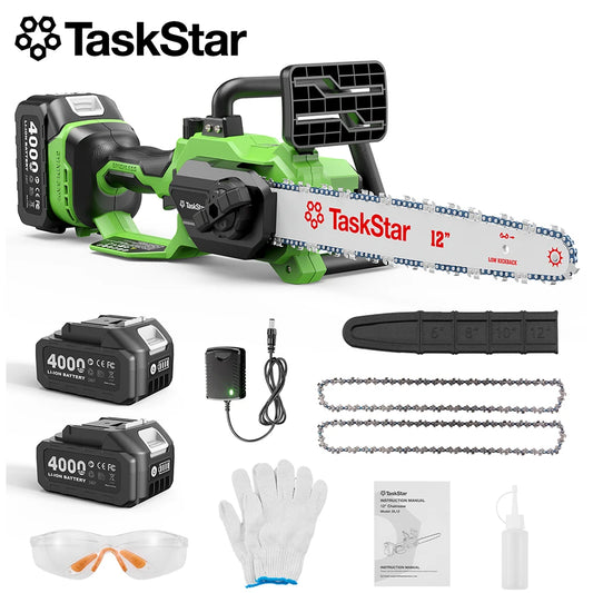 TaskStar Brushless Cordless Chainsaw With Dual Batteries And Auto Oiling