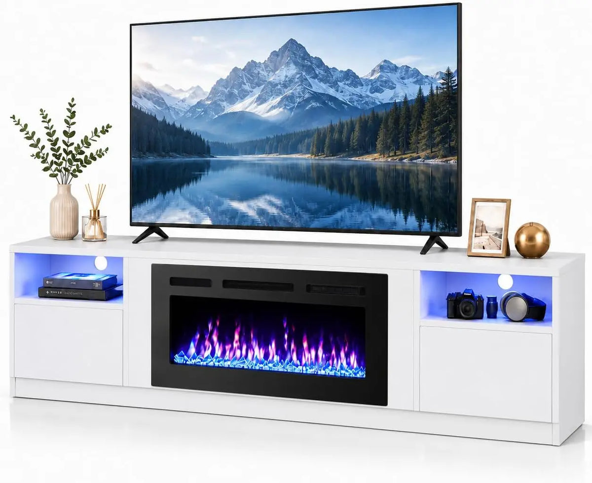 Tacleekii Electric Fireplace Media Console Television Stand