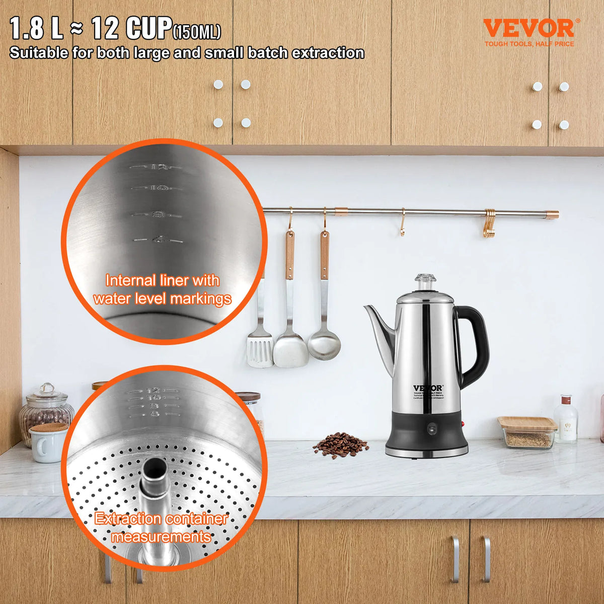SucceBuy Electric Percolator Coffee Maker With Automatic Keep Warm Function