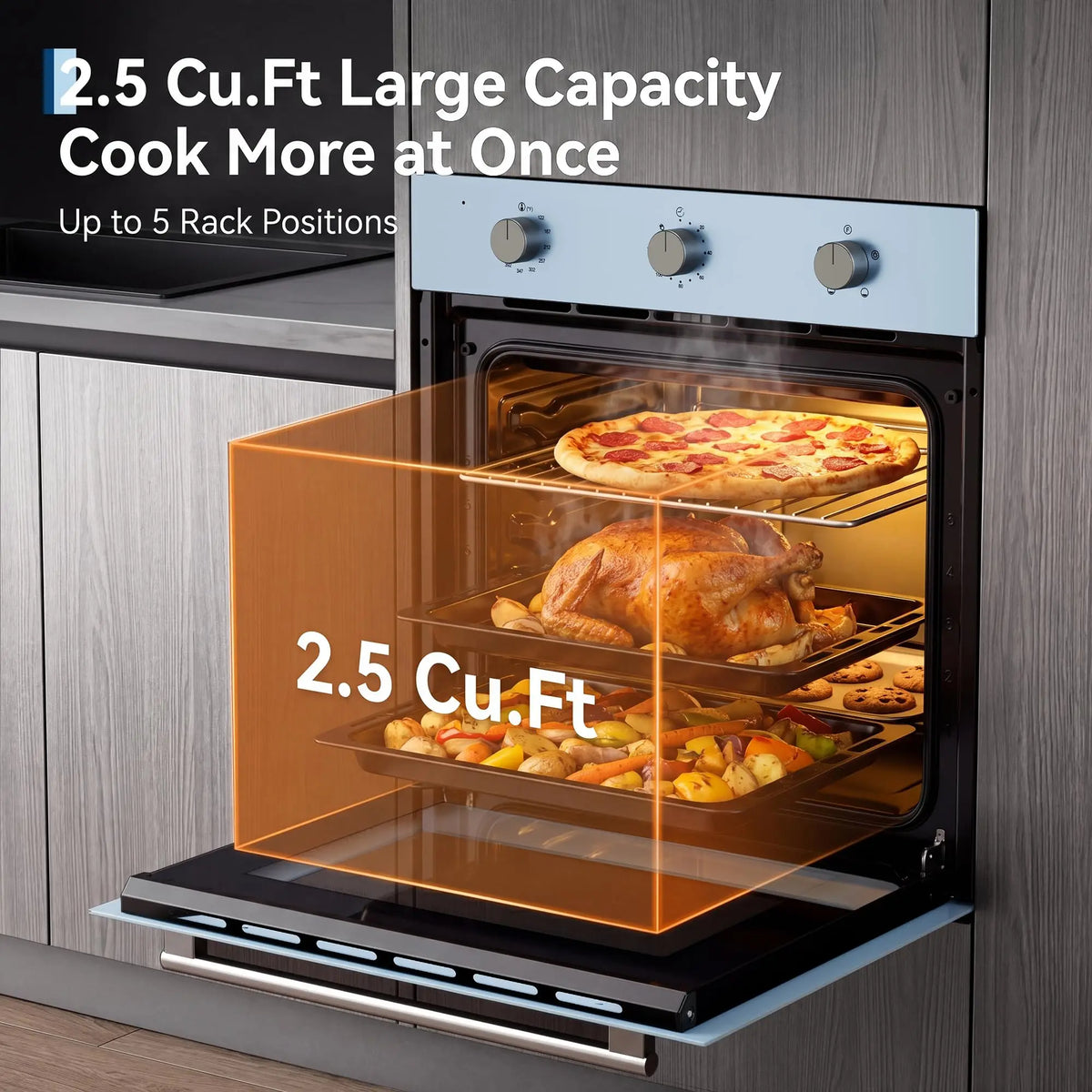 Built In Electric Wall Oven With Four Cooking Functions