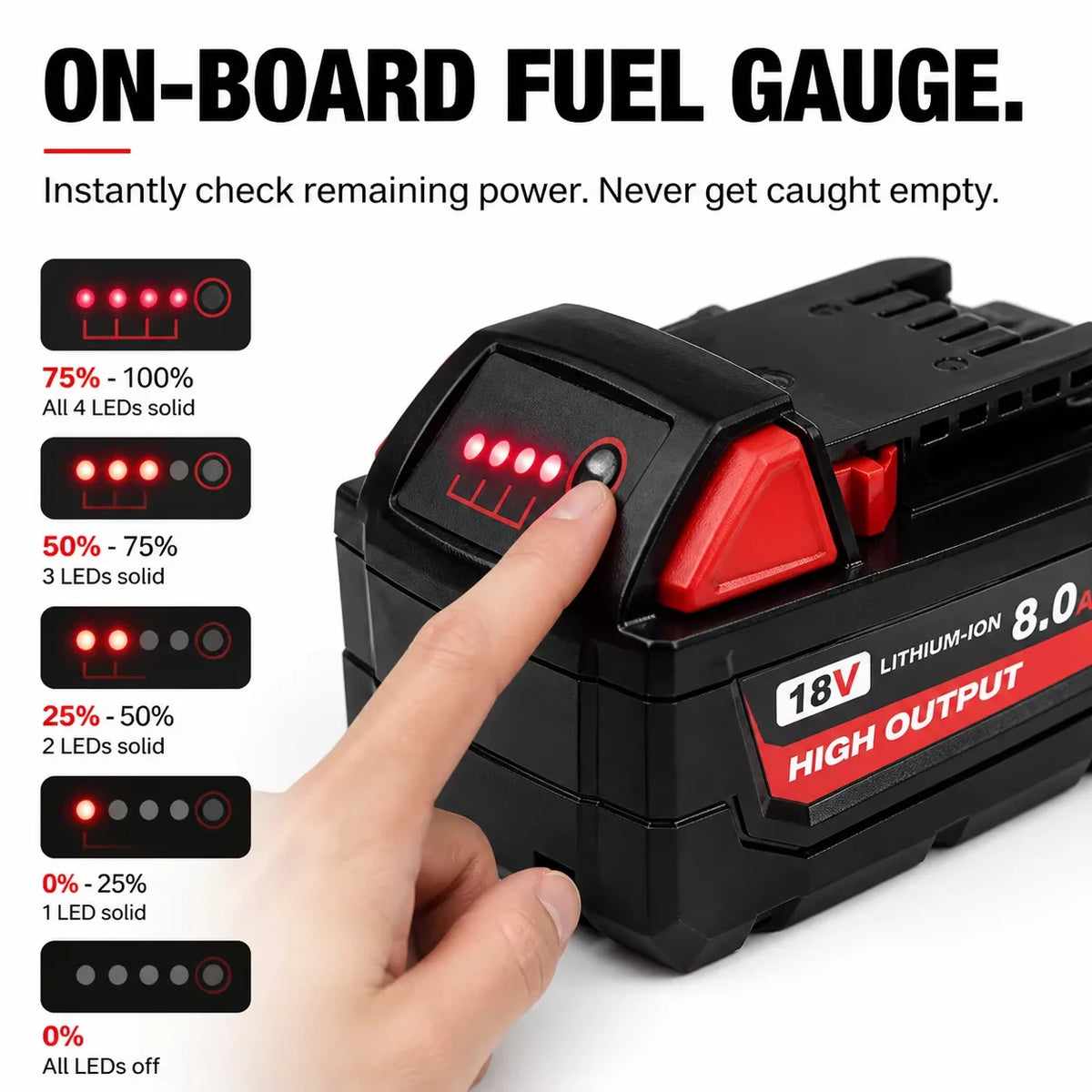 Replacement Battery Compatible With Milwaukee M18 Power Tools