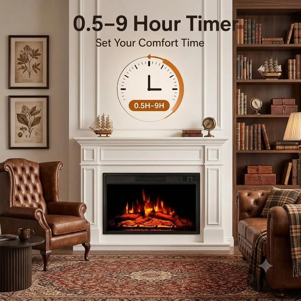 Recessed Electric Fireplace Insert With Remote And Adjustable Flame Settings