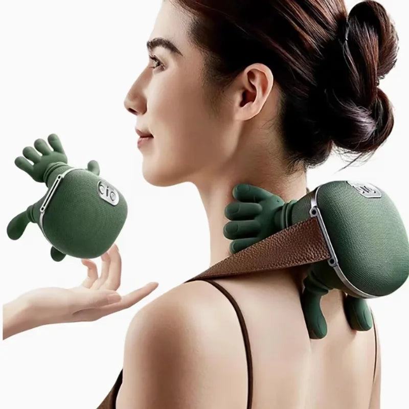 Wireless Bionic Heated Neck And Shoulder Massager With Finger Massage