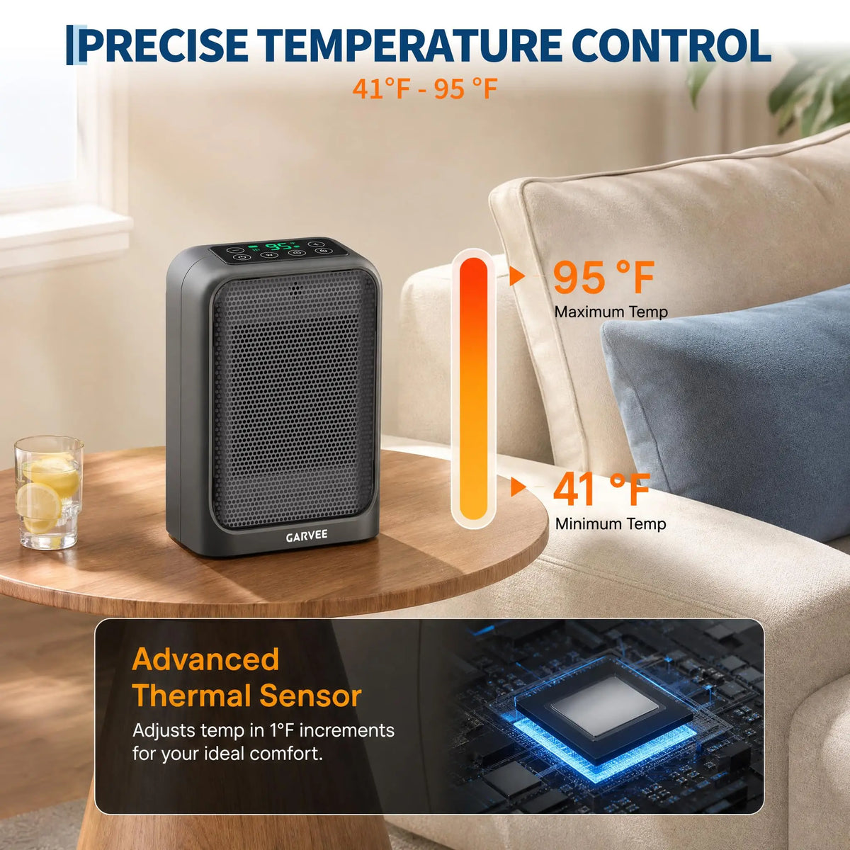 HiMISS Portable Ceramic Space Heater With Adjustable Thermostat