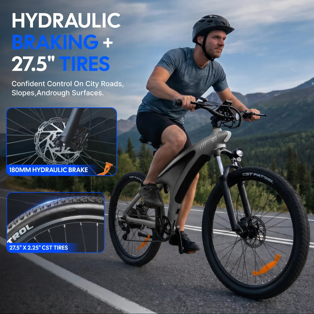 HUANCI Q5 Electric Mountain Bike With Torque Sensor Hydraulic Brakes