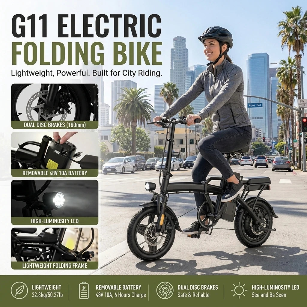 Folding Electric Bike With 48V Battery And Dual Brakes