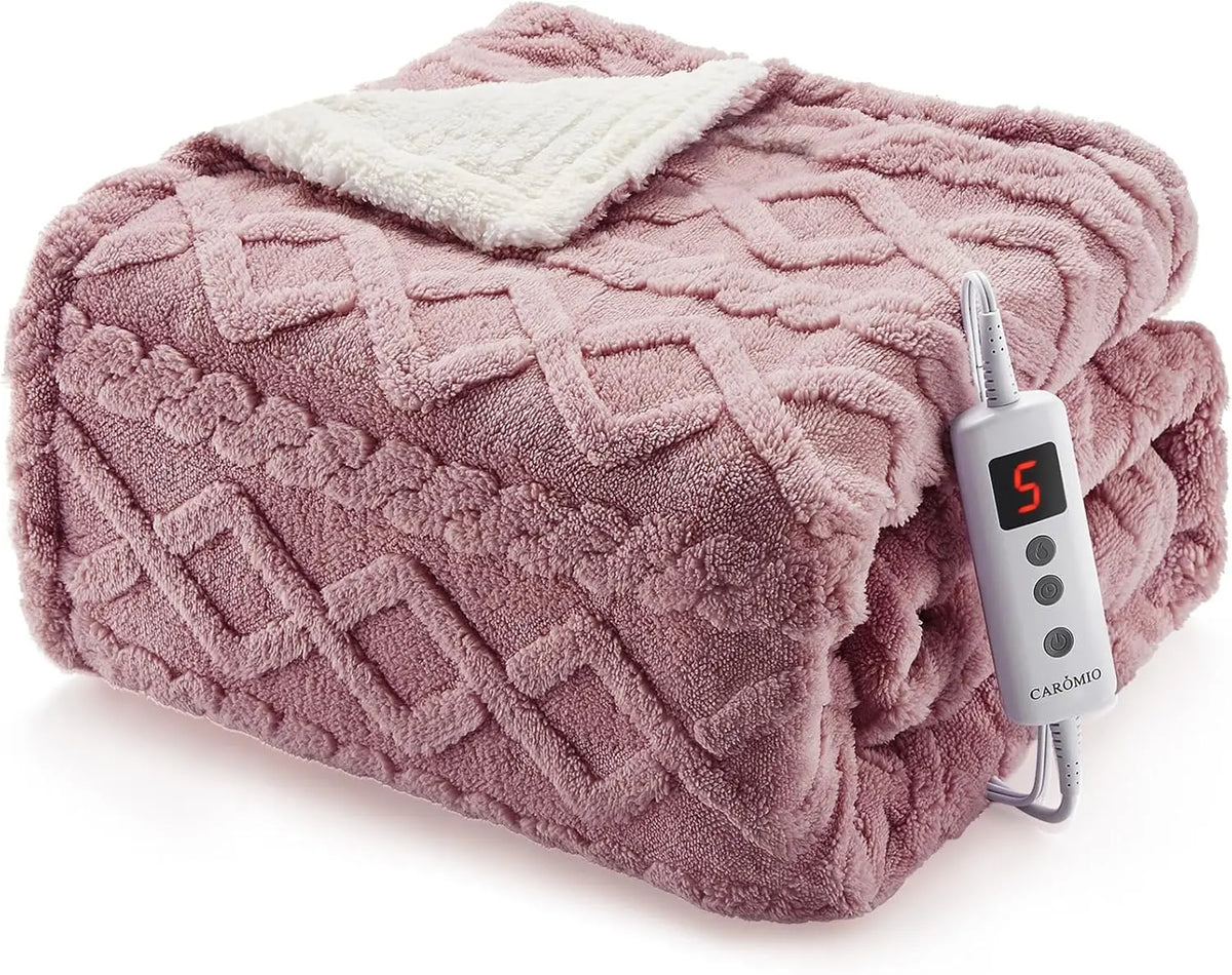 Garvee Heated Sherpa Throw Blanket With Adjustable Heat Settings
