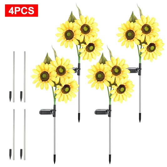 FAMCDC Solar Powered Sunflower Garden Lights Outdoor Waterproof LED