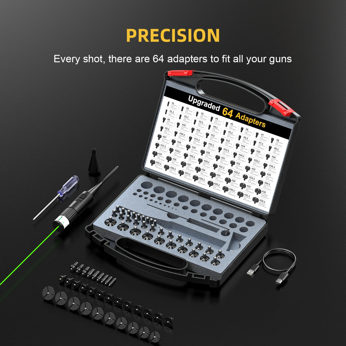 Universal Rechargeable Laser Bore Sighting Kit With Adapters Storage Case