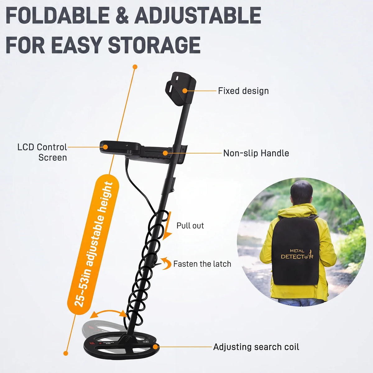 DIHO H30 Professional Rechargeable Metal Detector With Waterproof Coil