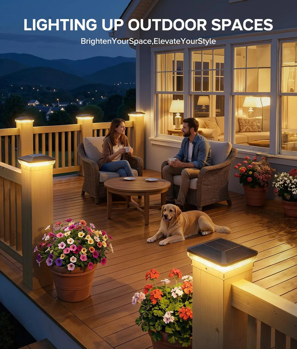 Outdoor Solar Post Lights With LED Illumination And 3 Modes