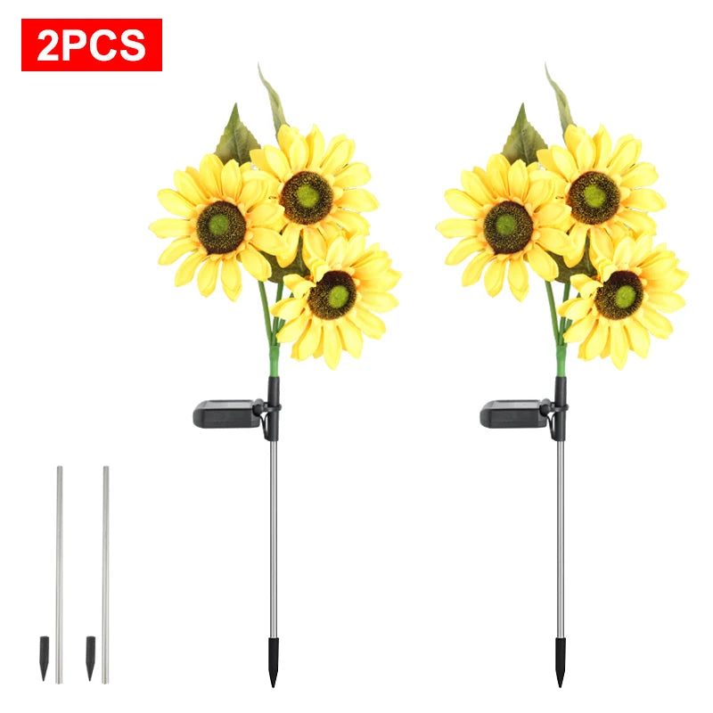 FAMCDC Solar Powered Sunflower Garden Lights Outdoor Waterproof LED