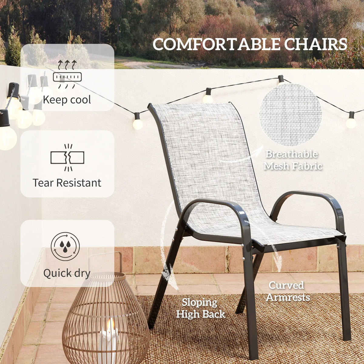 Outsunny Outdoor Patio Bistro Set With Stackable Chairs