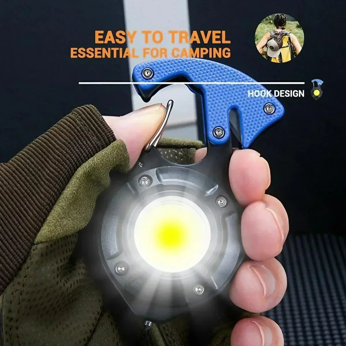 STONEGO Rechargeable COB LED Keychain Flashlight With Magnet And Tools