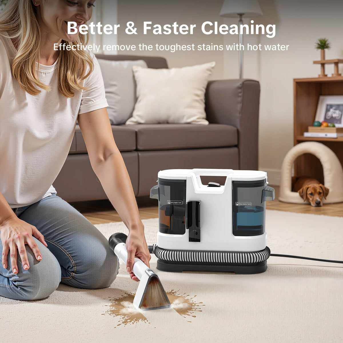 Lubluelu Instant Heated Carpet Cleaner With Powerful Suction
