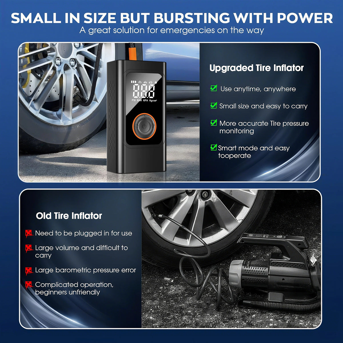 STSCELZ Cordless Tire Inflator With Digital Pressure Gauge