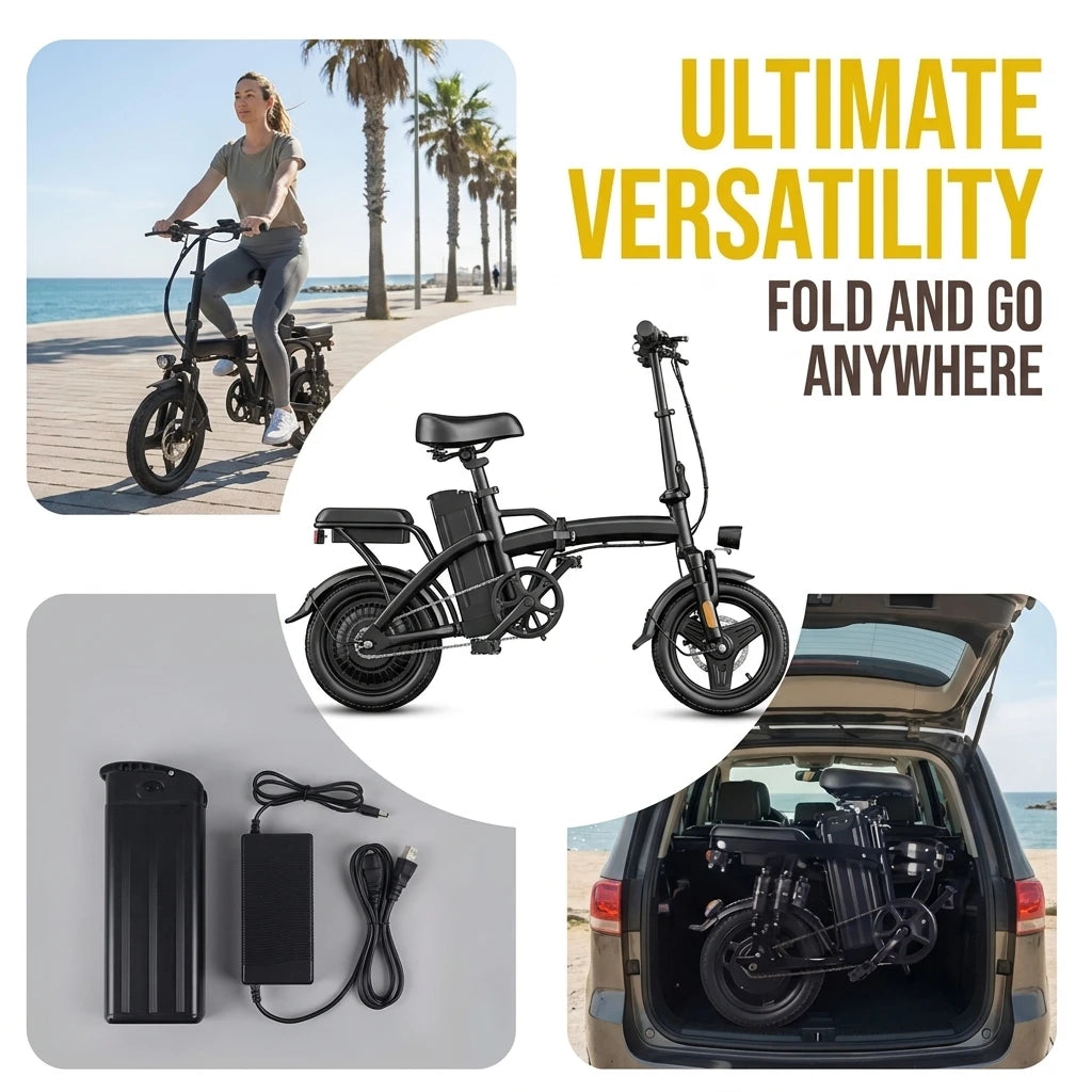 Folding Electric Bike With 48V Battery And Dual Brakes